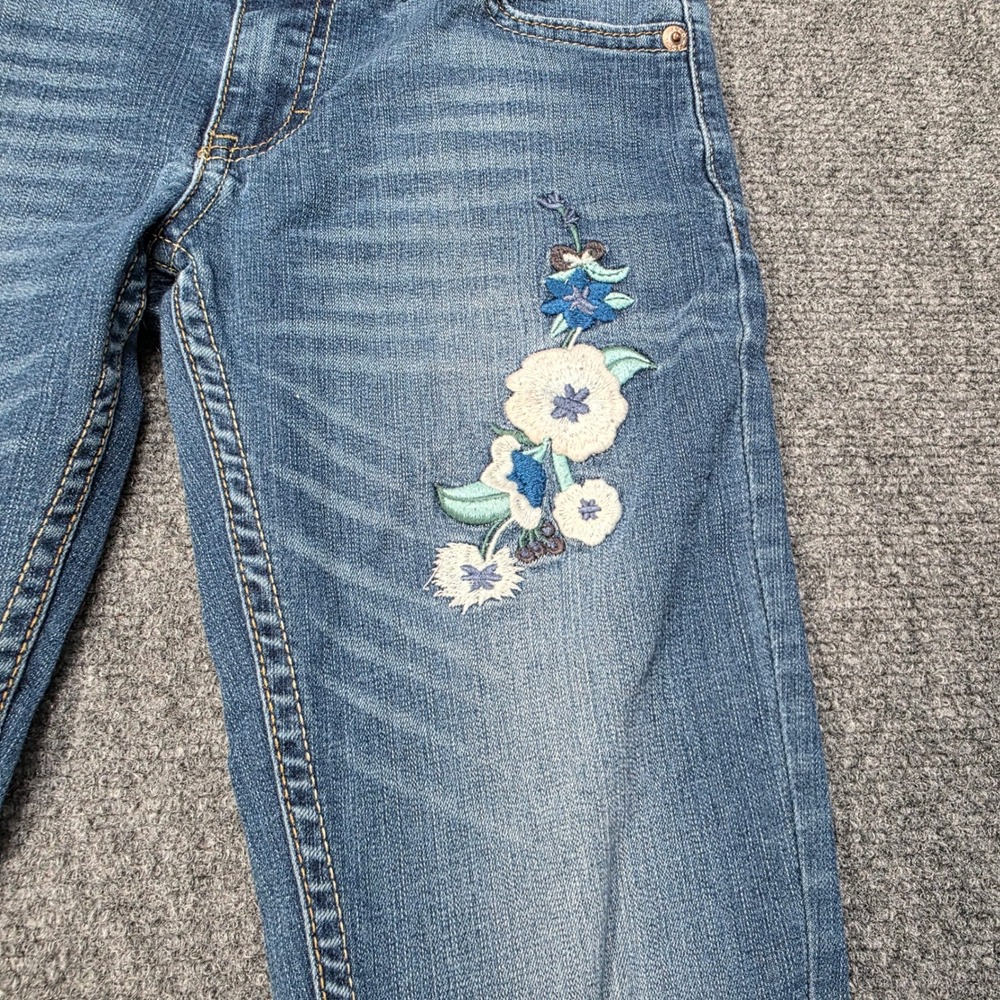 Levi's 711 Skinny‎ Jeans Girls Size 12 Reg Blue Distressed Floral Hummingbird - Picture 8 of 12